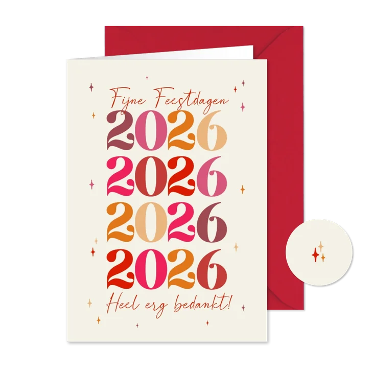 Zakelijke kerstkaart kleurrijk sterren jaartallen bedankt