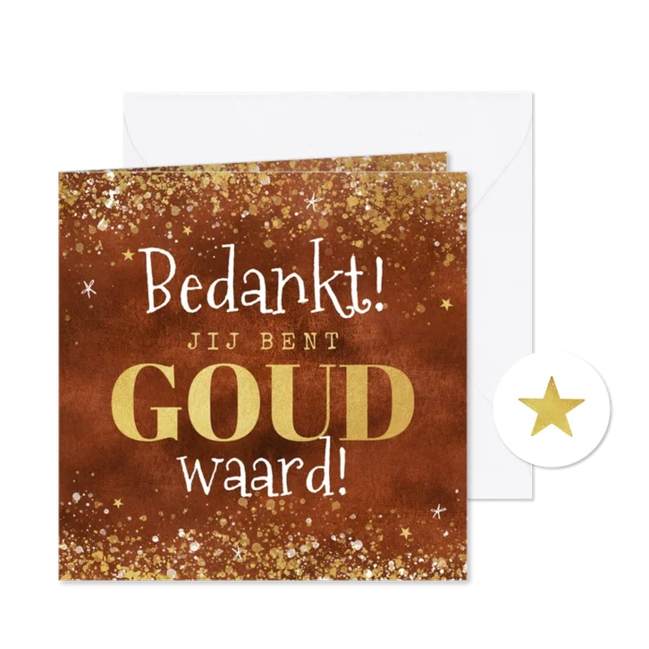 Zakelijke kerstkaart medewerkers bedankt goud waard sterren
