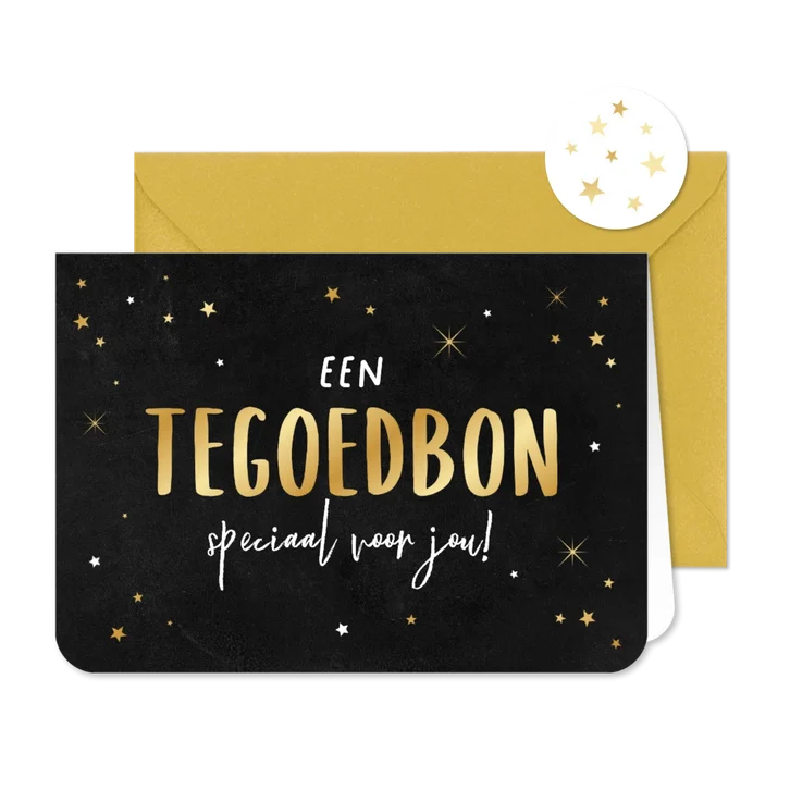 Zakelijke kerstkaart tegoedbon sterren goud krijtbord