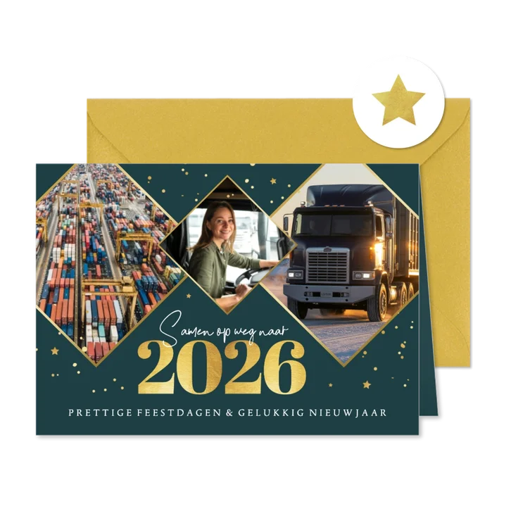 Zakelijke kerstkaart transport 2026 fijne feestdagen