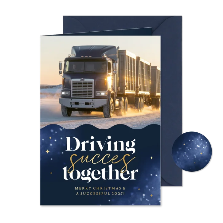 Zakelijke kerstkaart transport foto sparkles internationaal