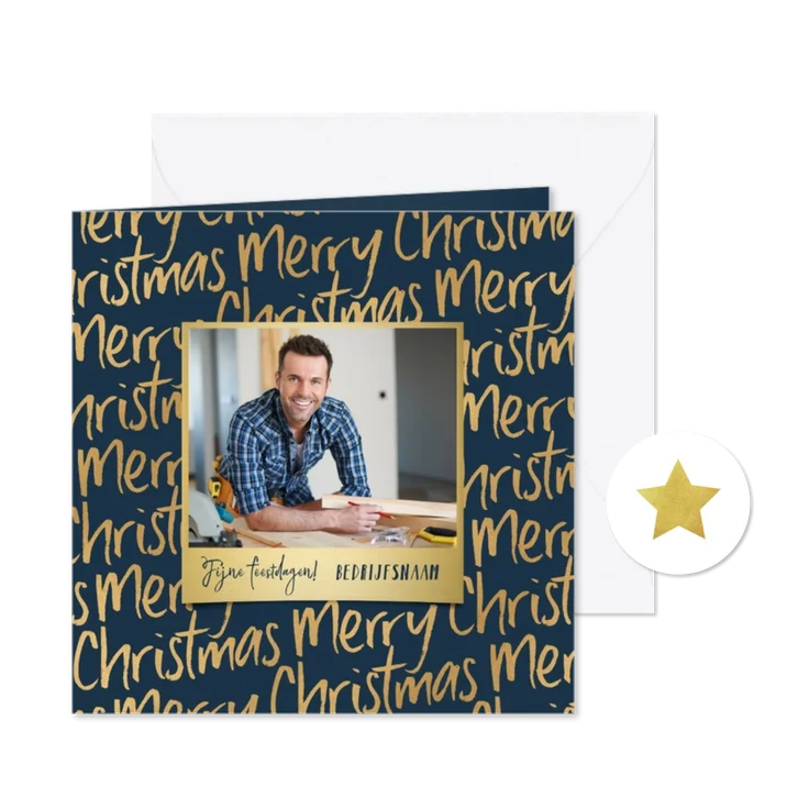 Zakelijke kerstkaart typografisch Merry Christmas goud foto