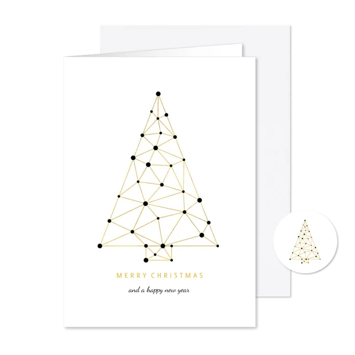 Zakelijke kerstkaart verbinding gouden kerstboom