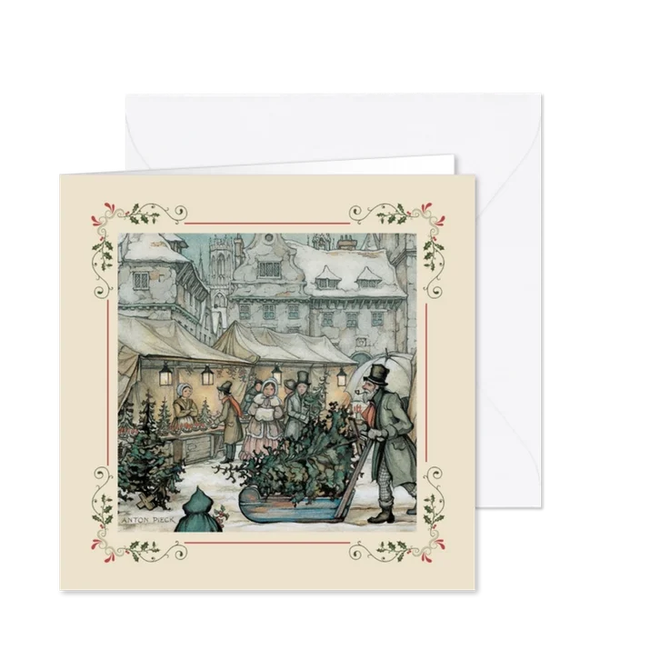 Zakelijke kerstkaarten - Anton Pieck kerstmarkt met kader