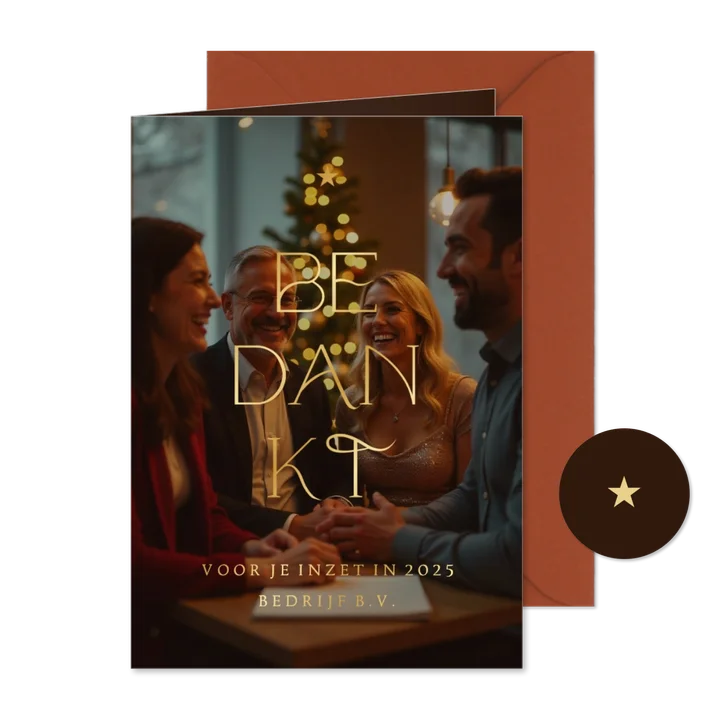 Zakelijke nieuwjaarkaart grote foto bedankt transparant