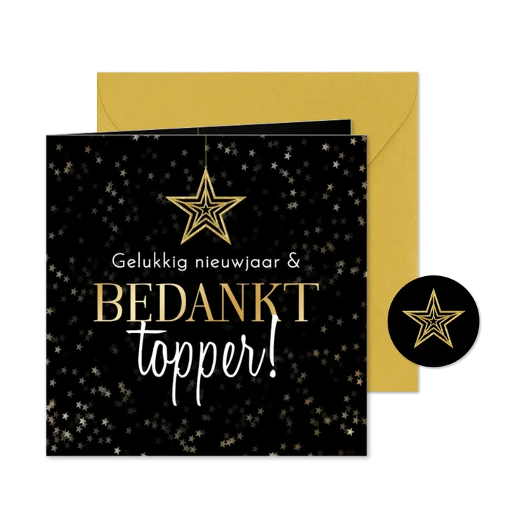 Zakelijke nieuwjaarskaart bedankt topper ster gelukkig 2026