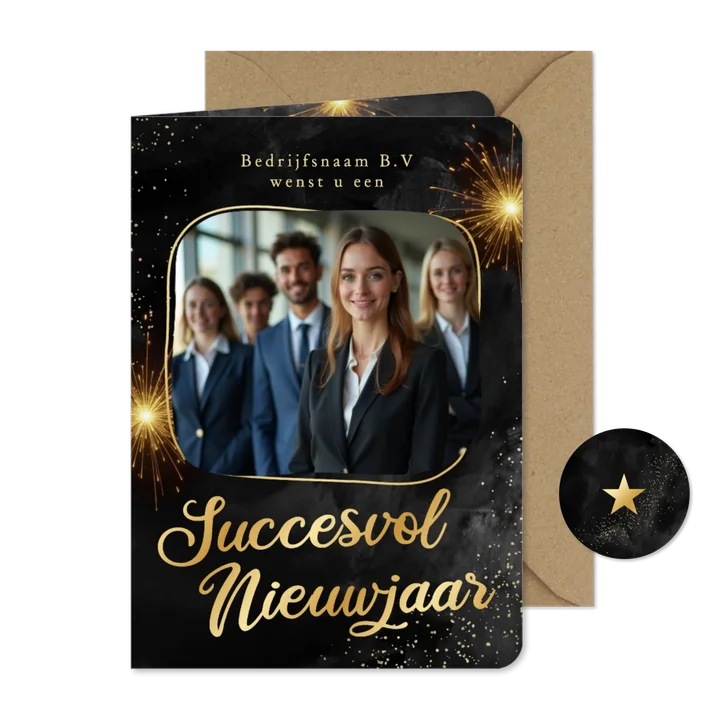 Zakelijke nieuwjaarskaart foto goud succesvol nieuwjaar