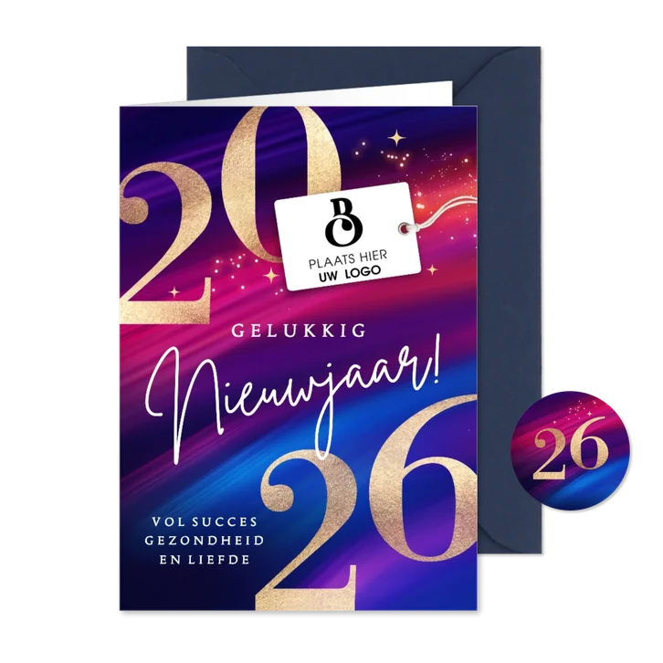 Zakelijke nieuwjaarskaart met logo 2026
