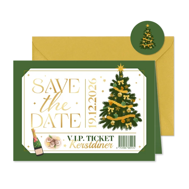 Zakelijke uitnodigingskaart vip ticket kerstdiner kerstboom