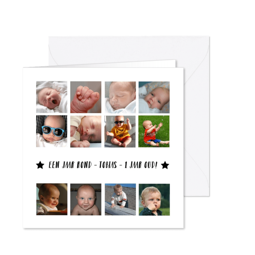 12 maanden kaart vierkant Wit - Kaartimpressie