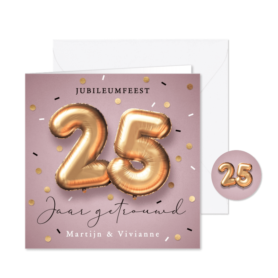 25 jaar jubileum uitnodiging ballonnen - Kaartimpressie