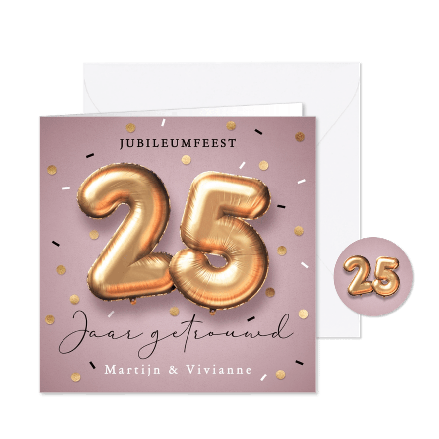 25 jaar jubileum uitnodiging ballonnen - Kaartimpressie