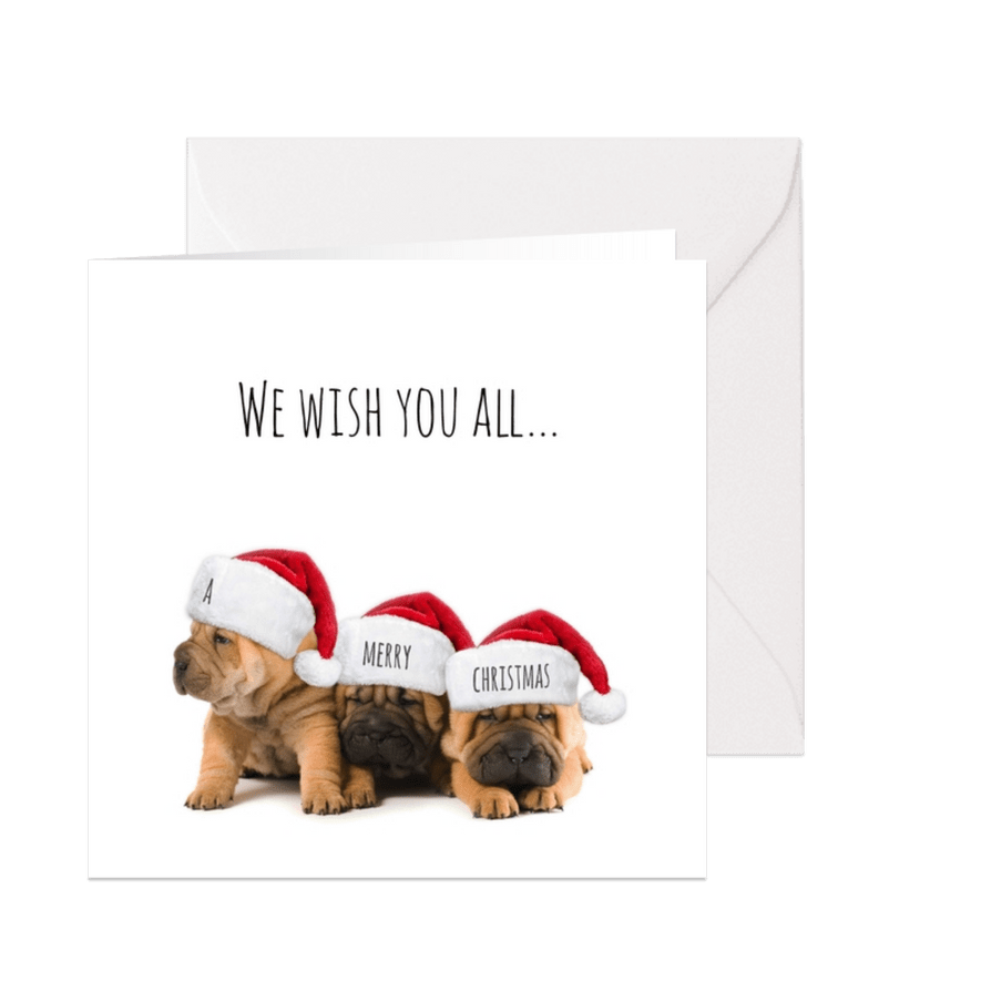 3 hondjes kerstmuts-isf - Kaartimpressie