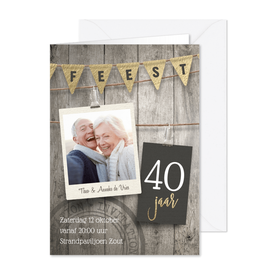 40 jaar getrouwd jubileum uitnodiging - Kaartimpressie