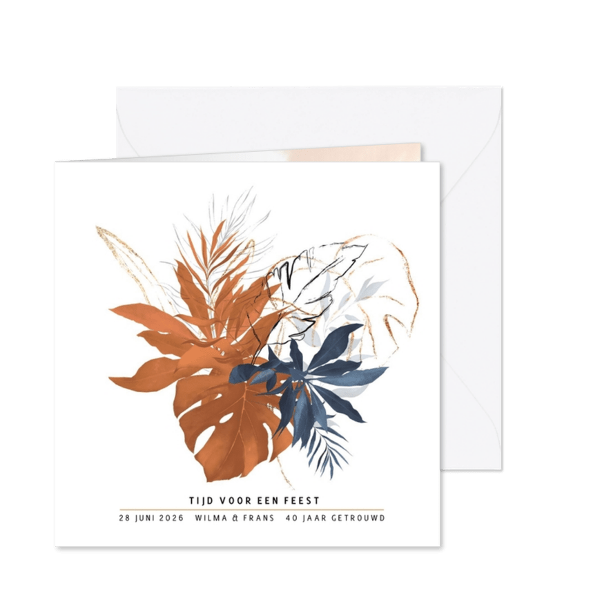 40 jaar getrouwd uitnodiging pastel watercolor bloemen  - Kaartimpressie