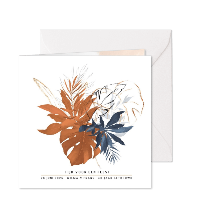 40 jaar getrouwd uitnodiging pastel watercolor bloemen - Kaartimpressie
