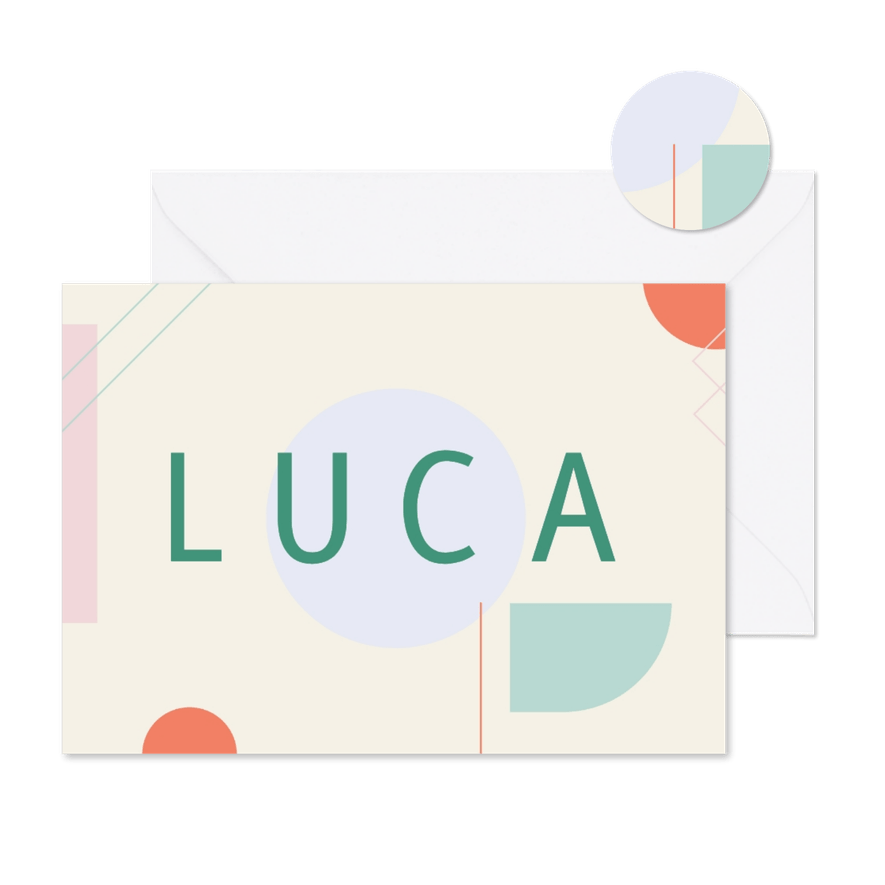 Abstract geboortekaartje colorblocking groen - Kaartimpressie