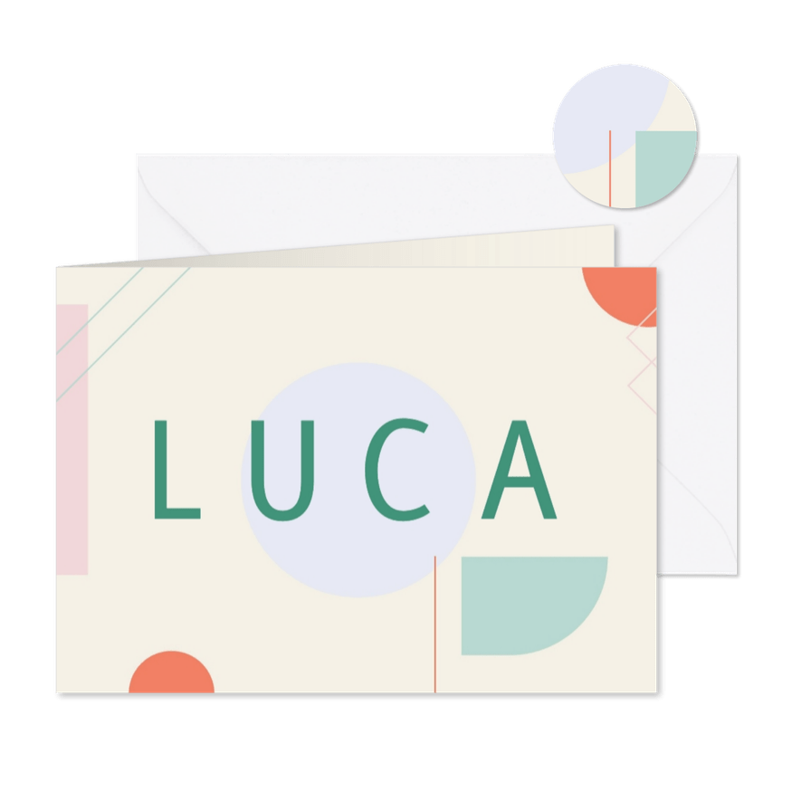 Abstract geboortekaartje colorblocking groen - Kaartimpressie