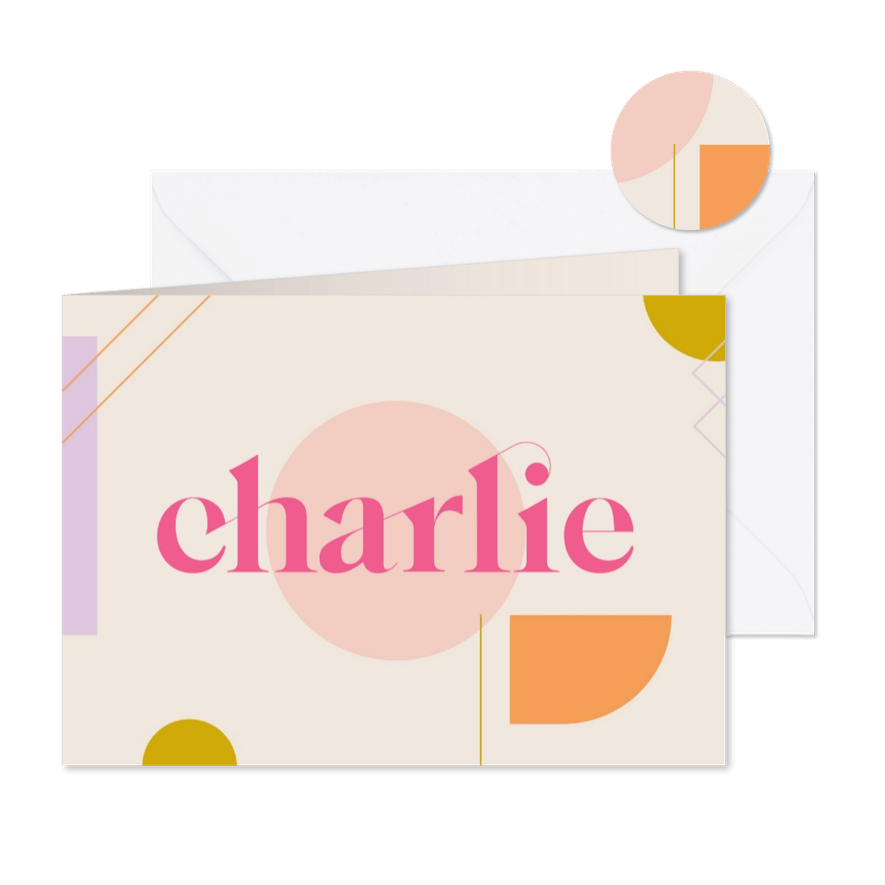 Abstract geboortekaartje colorblocking - Kaartimpressie