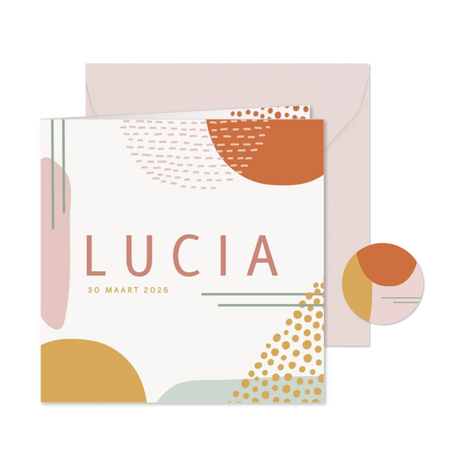 Abstract geboortekaartje voor meisje - Kaartimpressie