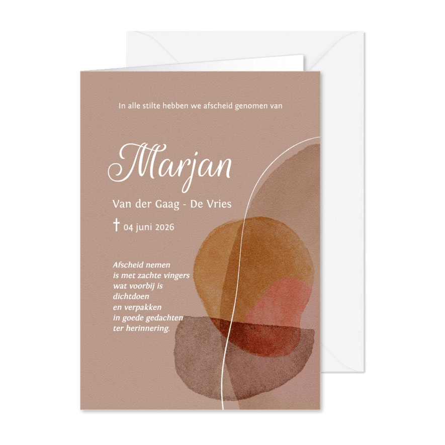 Artistieke rouwkaart abstracte vormen watercolor - Kaartimpressie