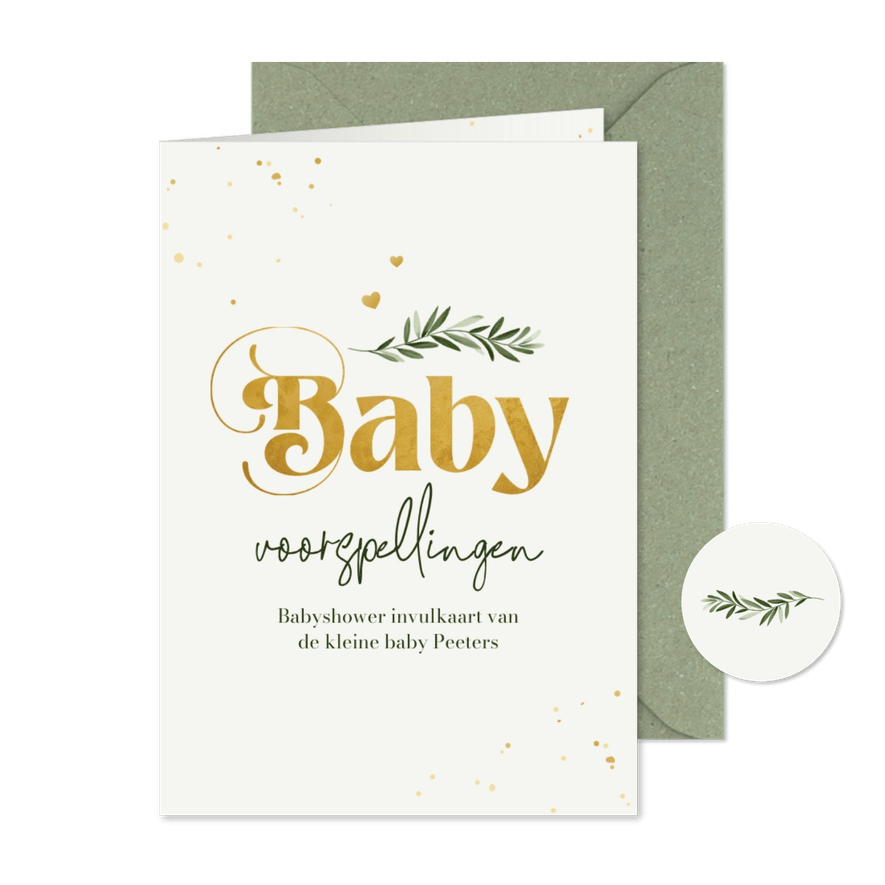 Babyshower invulkaartje neutraal baby voorspellingen - Kaartimpressie