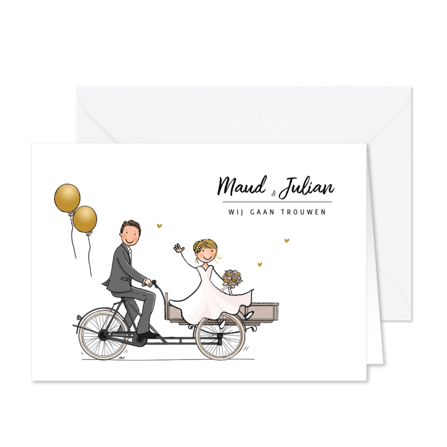 Bakfiets bruid bruidegom - Kaartimpressie