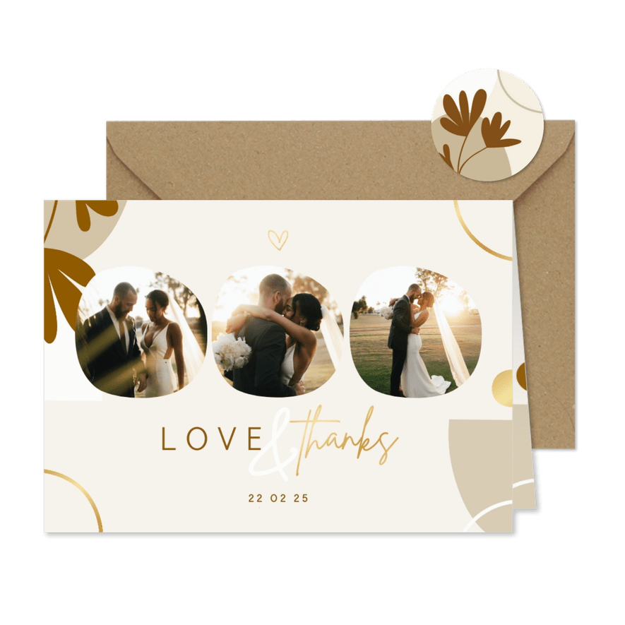 Bedankkaart abstracte vormen met fotocollage - Kaartimpressie