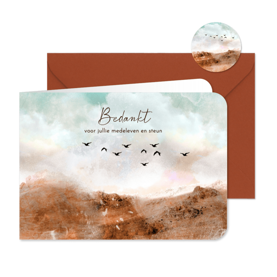Bedankkaart berglandschap abstract - Kaartimpressie