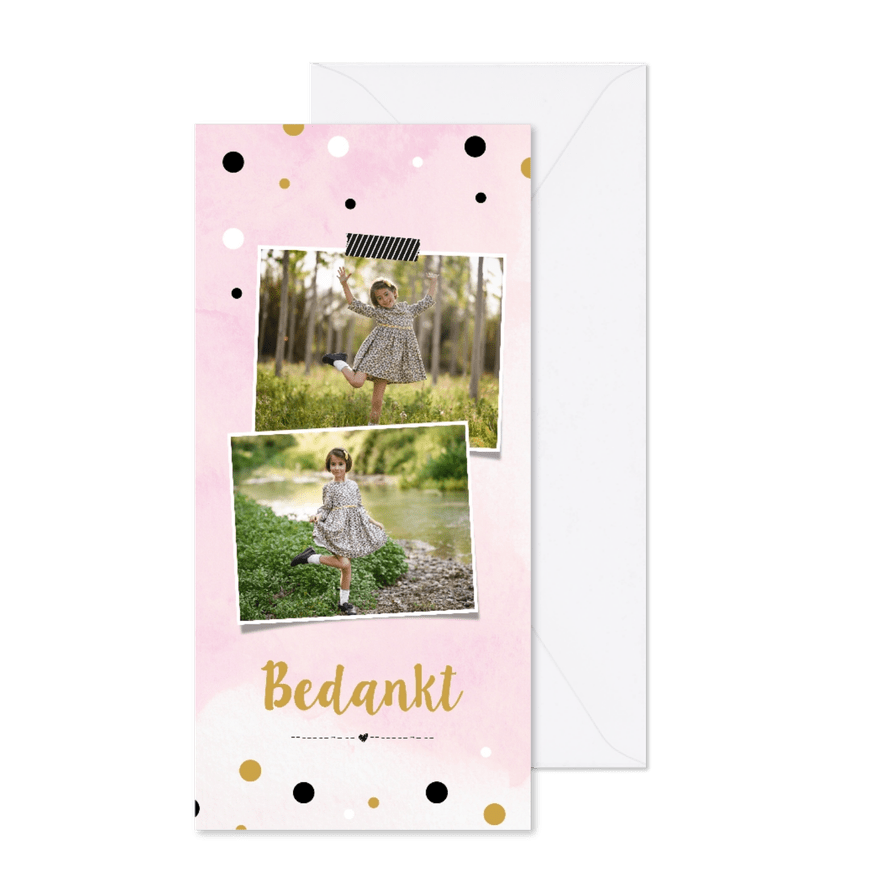 Bedankkaart communie stippen - Kaartimpressie