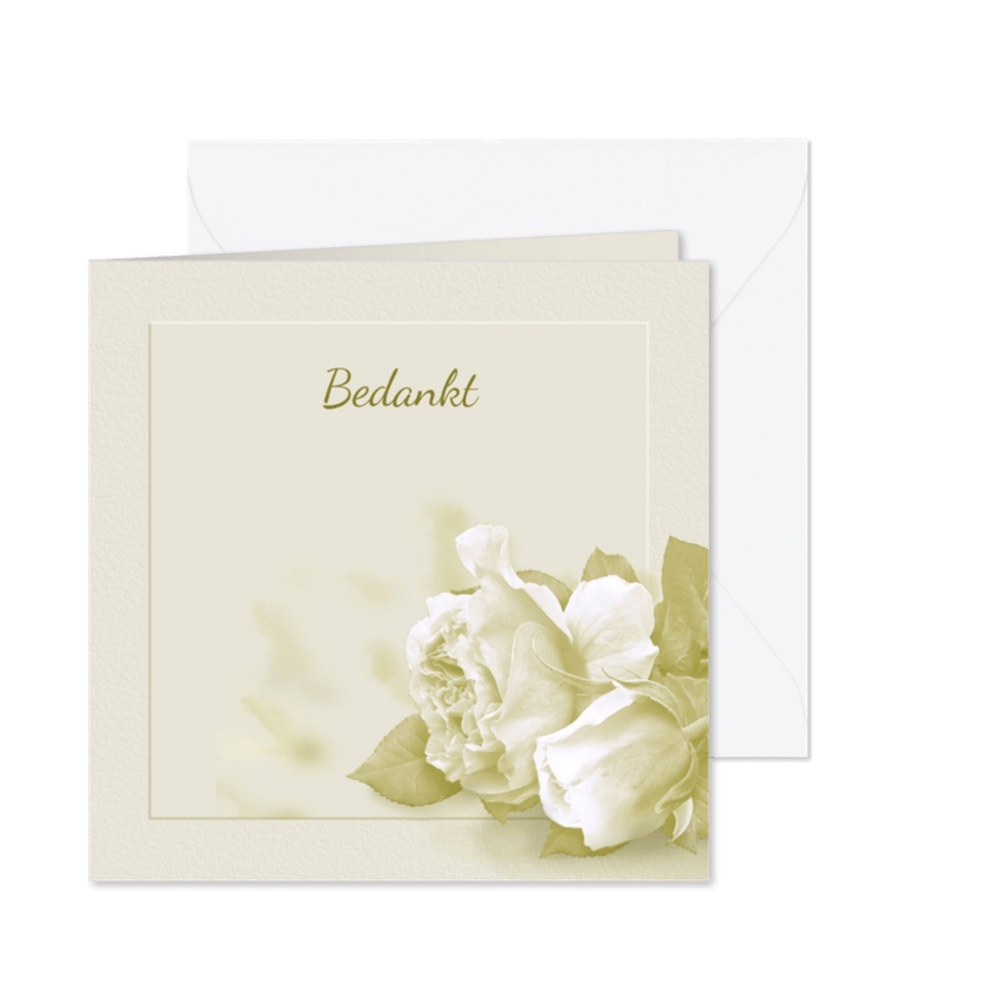 Bedankkaart crèmekleurige rozen - Kaartimpressie