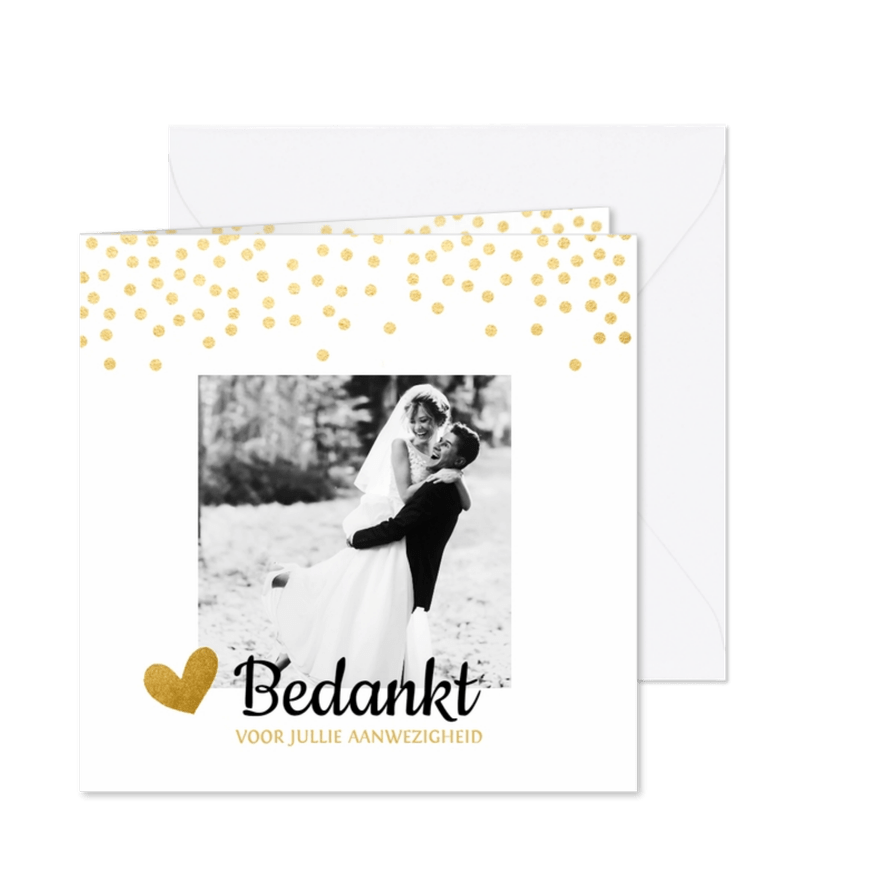 Bedankkaart gouden stippen - Kaartimpressie