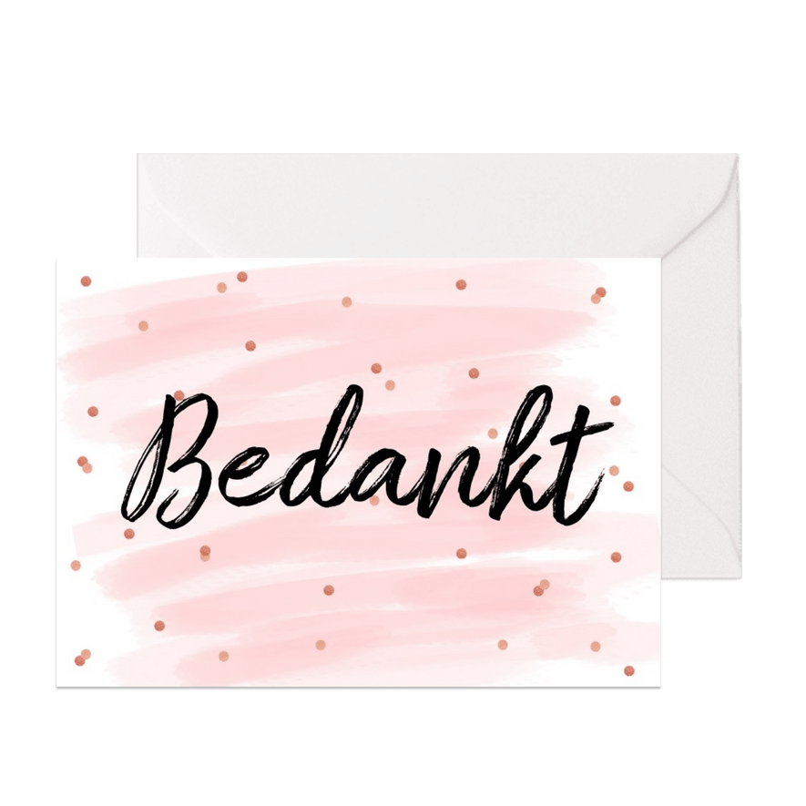 Bedankkaart trouwen confetti aquarel - Kaartimpressie