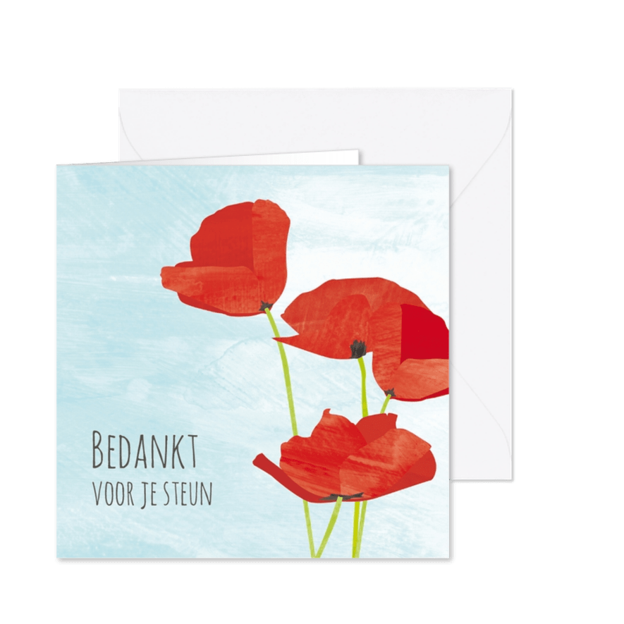Bedankkaart klaprozen - Kaartimpressie