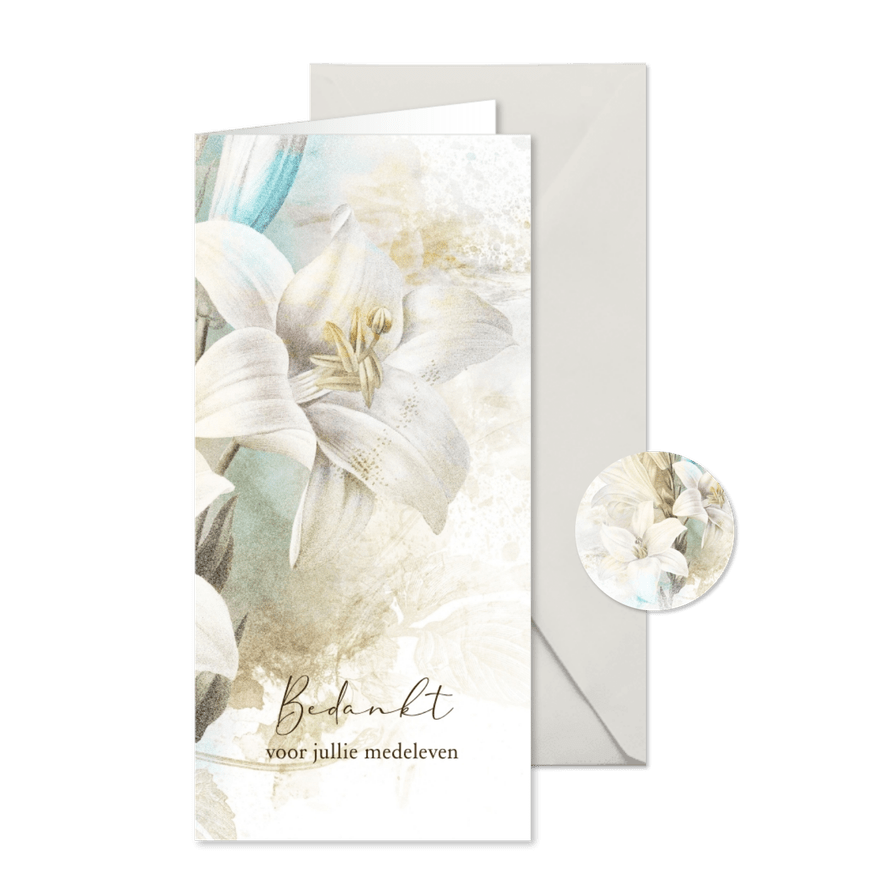 Bedankkaart lelies in rouw - Kaartimpressie