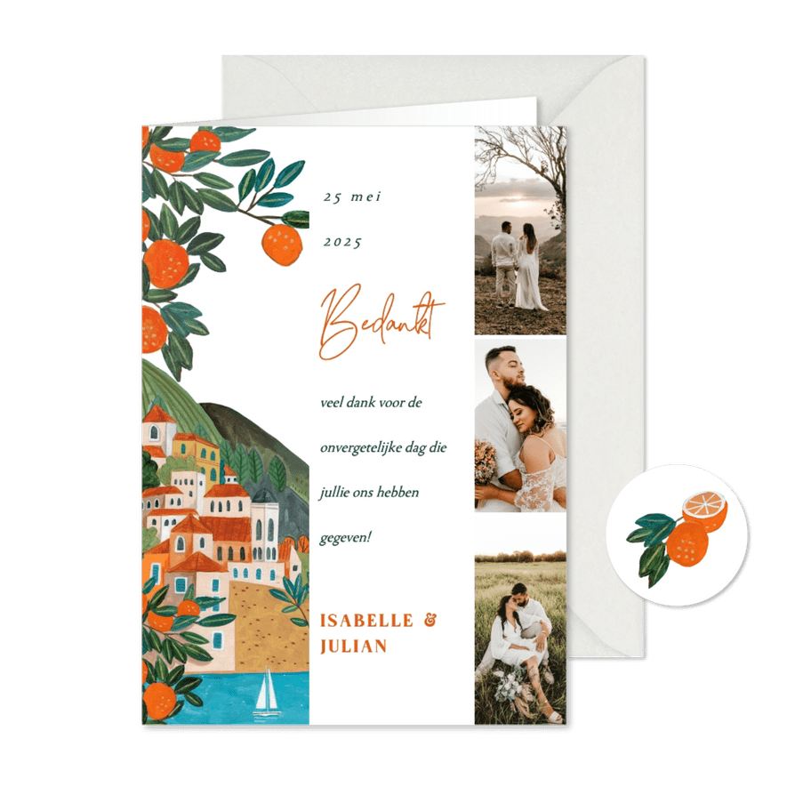 Bedankkaart mediterraanse kust zomer - Kaartimpressie