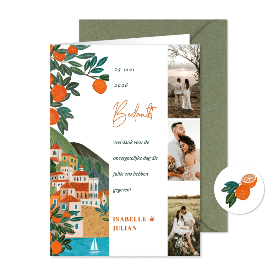 Bedankkaart mediterraanse kust zomer - Kaartimpressie