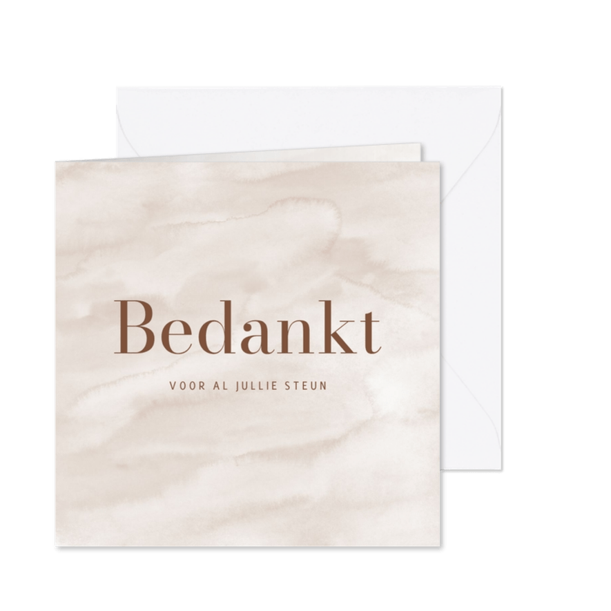 Bedankkaart met beige waterverfachtergrond minimalistisch - Kaartimpressie