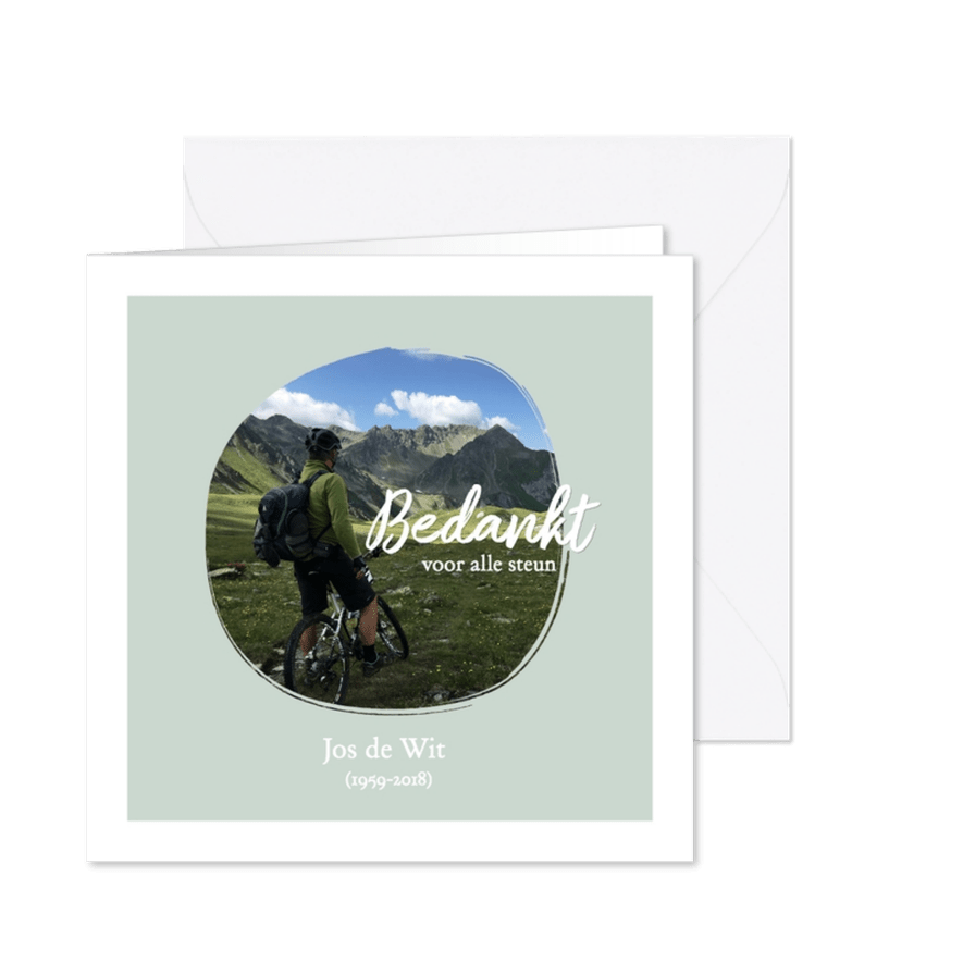 Bedankkaart rouw na overlijden met foto - Kaartimpressie
