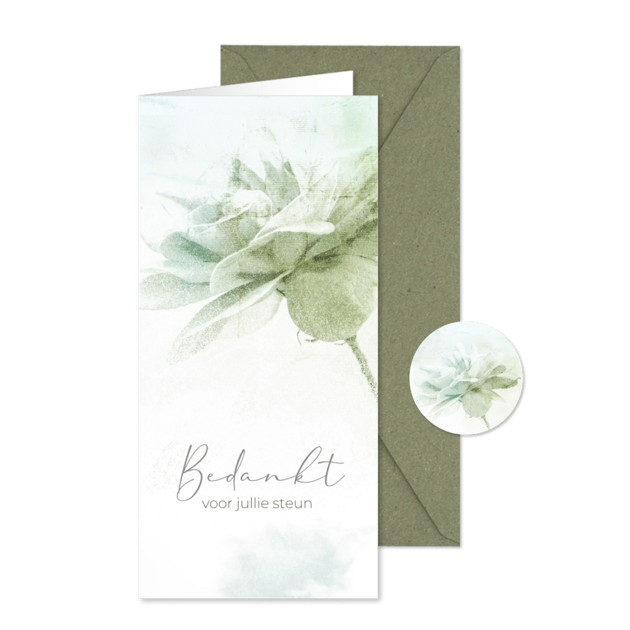 Bedankkaart rouw ochtend nevel bloem - Kaartimpressie