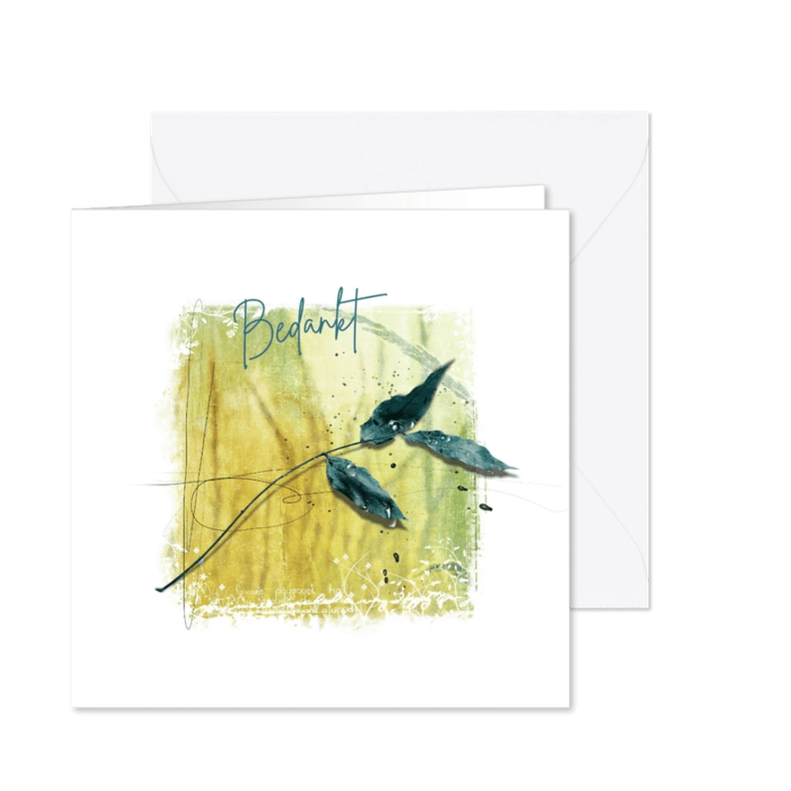 Bedankkaart takje waterdruppels - Kaartimpressie