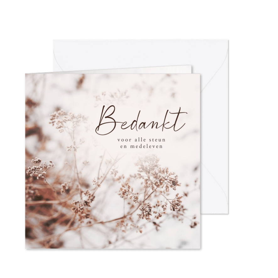 Bedankkaart winterse natuurfoto roestbruin - Kaartimpressie