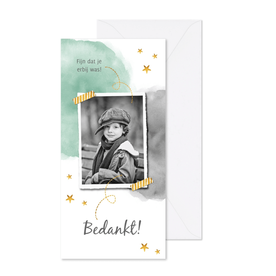 Bedankkaartje Lentefeest of Communie met waterverf en goud - Kaartimpressie