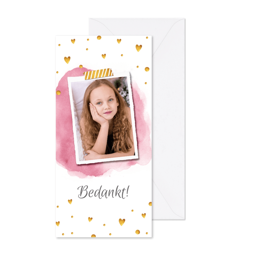 Bedankkaartje voor Communie of Lentefeest met waterverf - Kaartimpressie