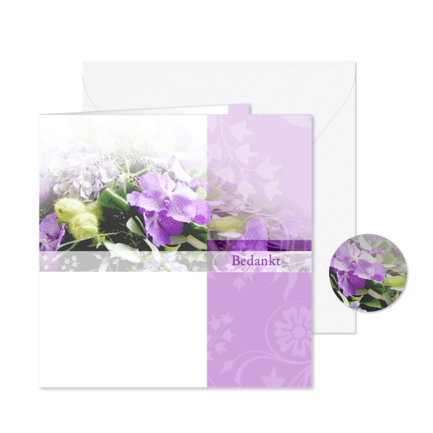 Bedankt orchidee rouwkaart - Kaartimpressie