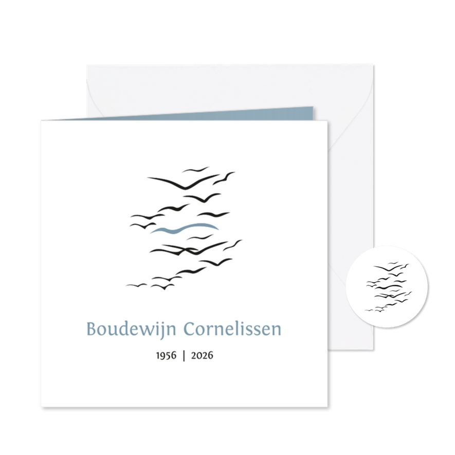 Bedankt rouw met vogels - Kaartimpressie