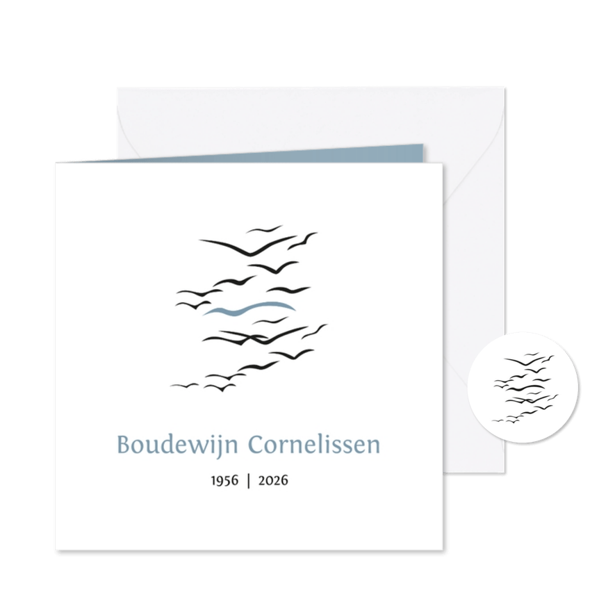 Bedankt rouw met vogels - Kaartimpressie