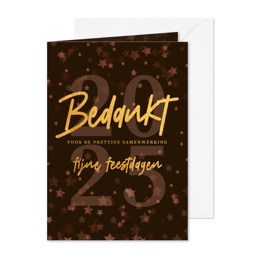 Bedankt voor de samenwerking - golden - Zakelijke kerstkaart - Kaartimpressie