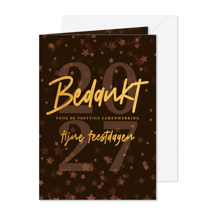 Bedankt voor de samenwerking - golden - Zakelijke kerstkaart - Kaartimpressie