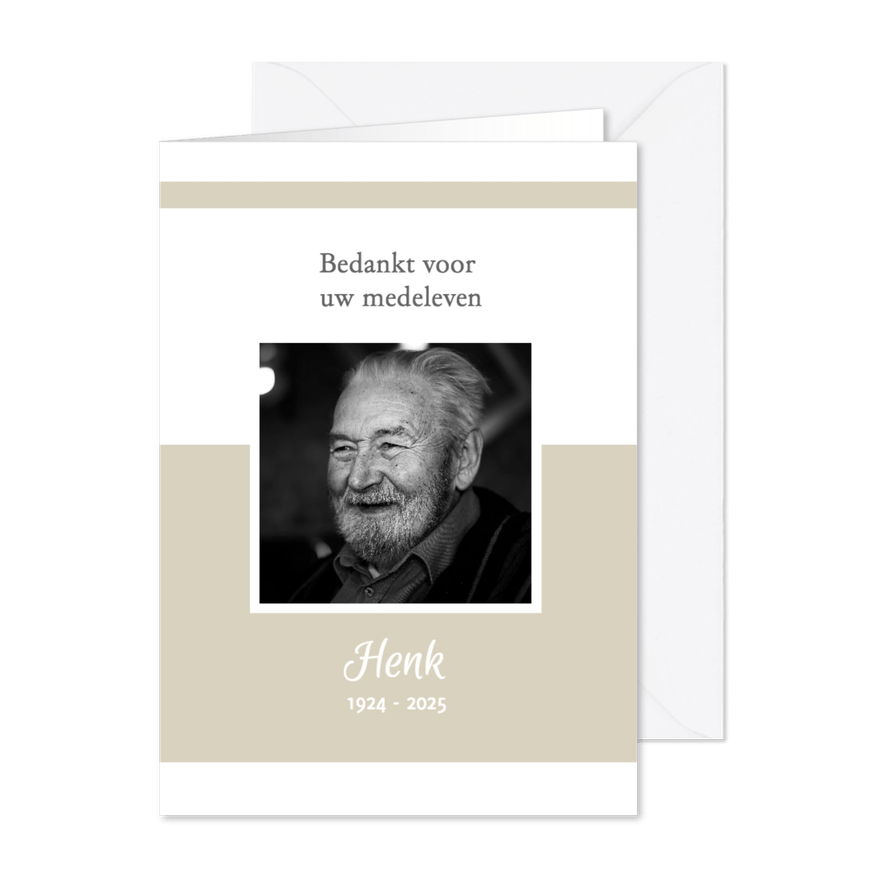 Bedanktkaart na overlijden (kleur naar keuze) - Kaartimpressie